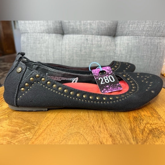 280. Madpow Riveted Ballet Flats Black/Bronze Studded 7 - Picture 3 of 5